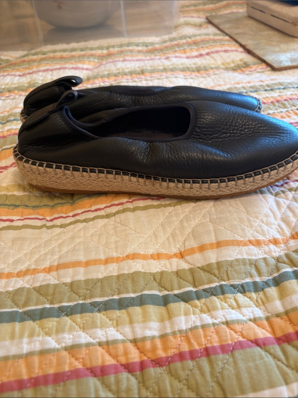 Cole Haan cloud feel Black Leather Espadrille ballerina Flats 8 - Picture 4 of 7